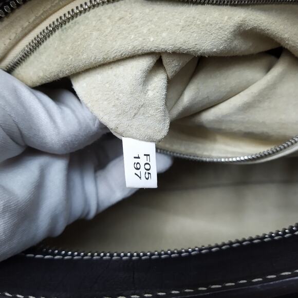 Marc Jacobs Black Leather Pushlock Pocket Double Handles Zipper Satchel Bag - Picture 12 of 16